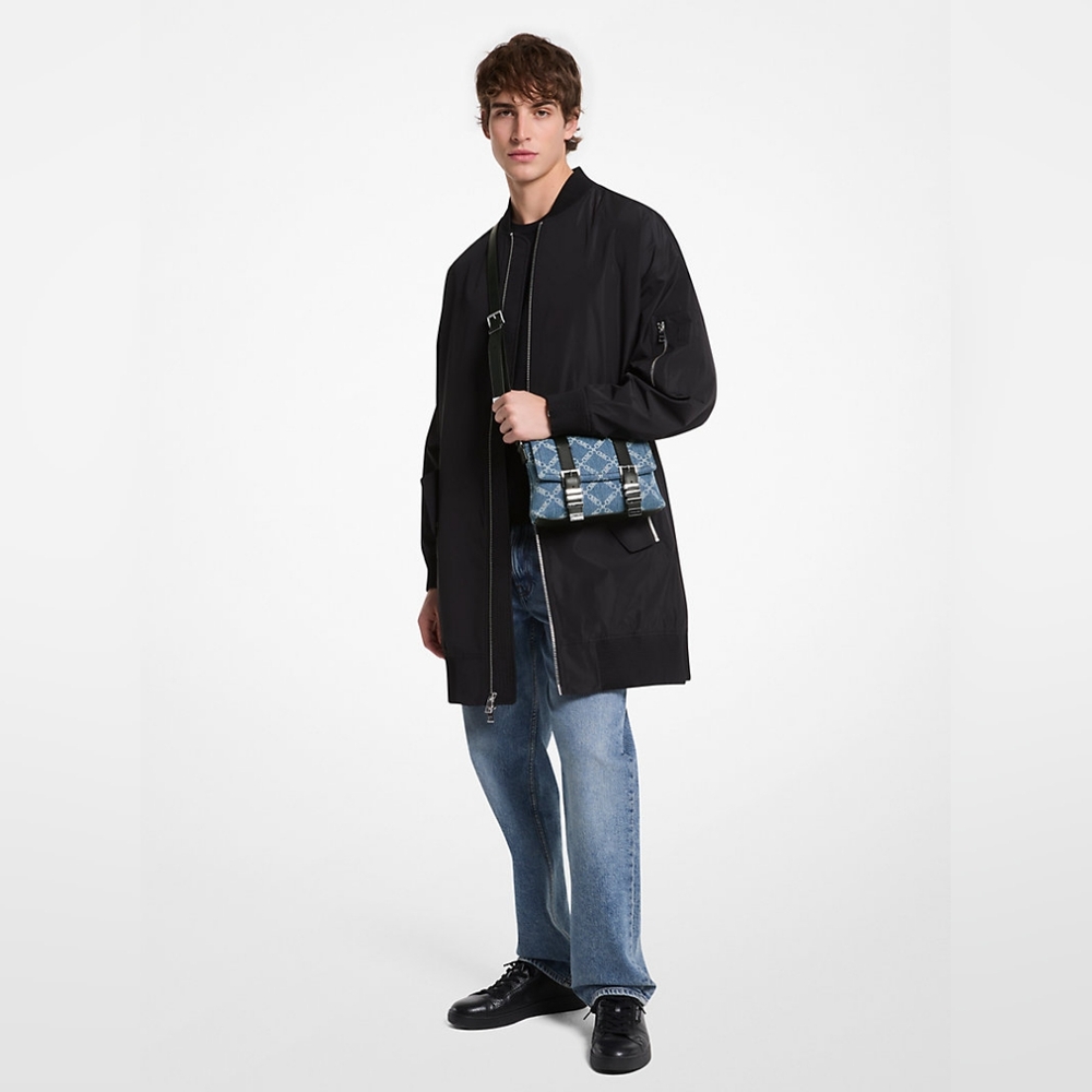 Michael Kors Darrington Diamong Jacquard Denim Crossbody Bag Like New